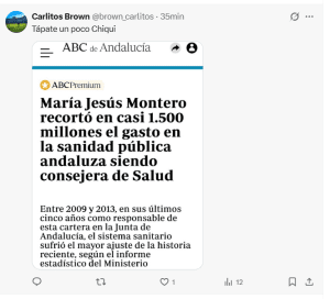 captura de x de una información de abc sobre los recortes de montero