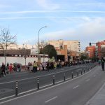 Los manifestantes de la Macarena durante du marcha por la Ronda.