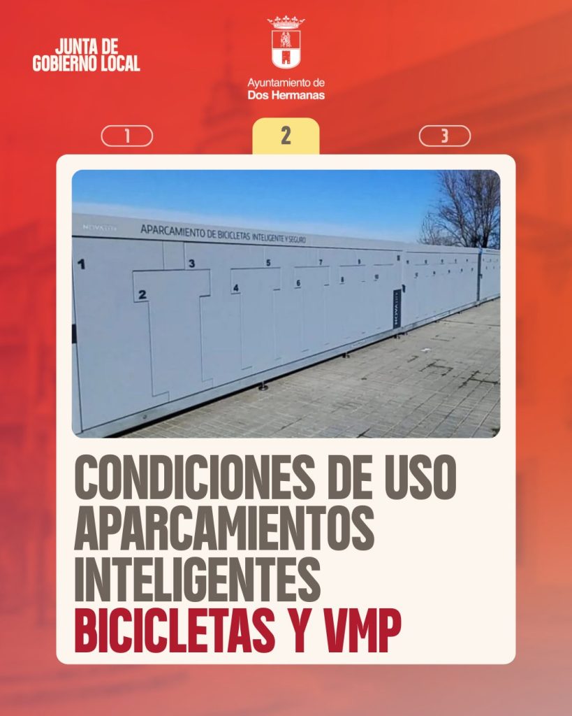 Dos Hermanas estrena 30 aparcamientos inteligentes gratuitos para bicicletas y patinetes eléctricos