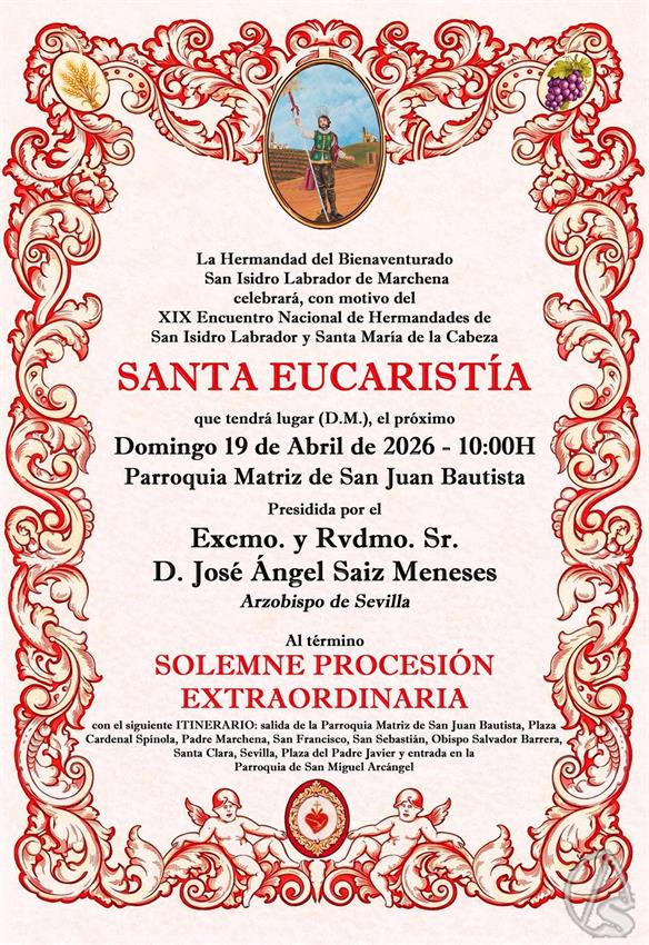 Marchena acoge el domingo 19 de abril una procesión extraordinaria de San Isidro