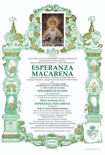 La Macarena celebra el 31 de mayo el LXII aniversario de la Coronación Canónica de la Esperanza