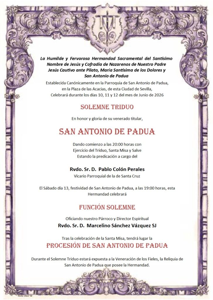 La Hermandad de los Dolores celebra el Triduo y procesión de San Antonio de Padua en Torreblanca del 10 al 13 de junio