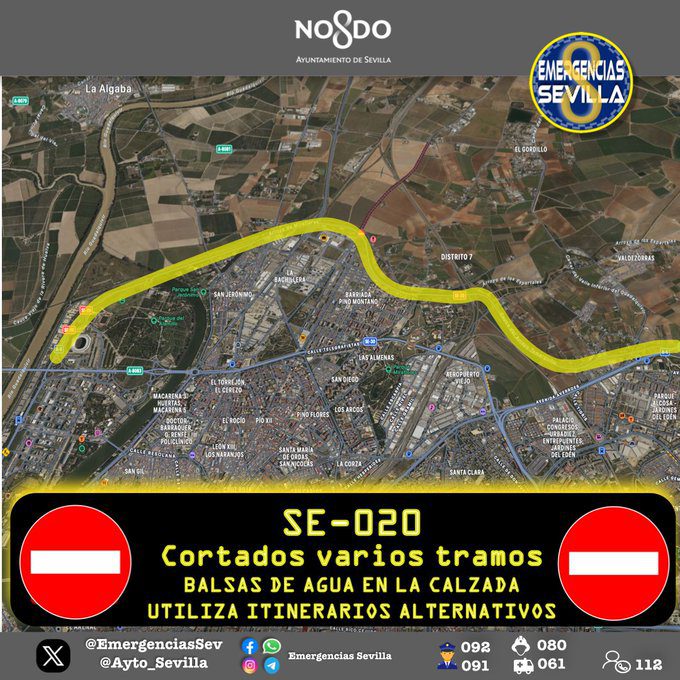 La SE-20 acumula cortes por desperfectos mientras las obras siguen sin comenzar