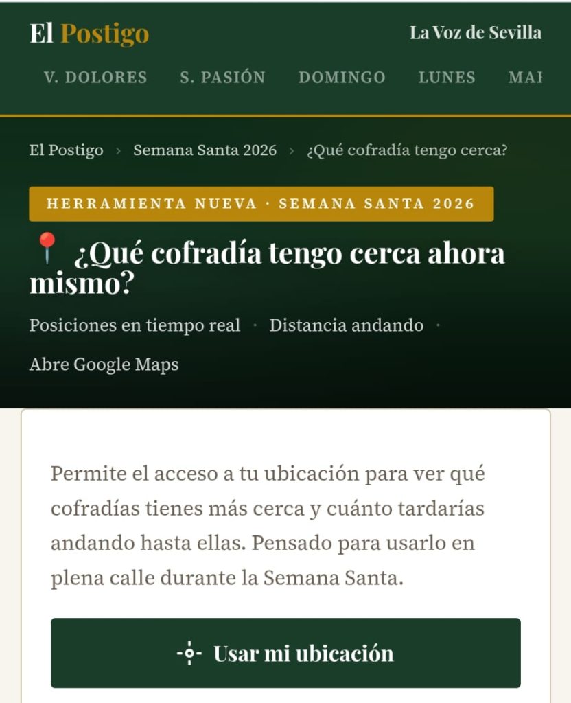 La Voz de Sevilla lanza la primera herramienta web que te dice qué cofradía tienes más cerca en tiempo real