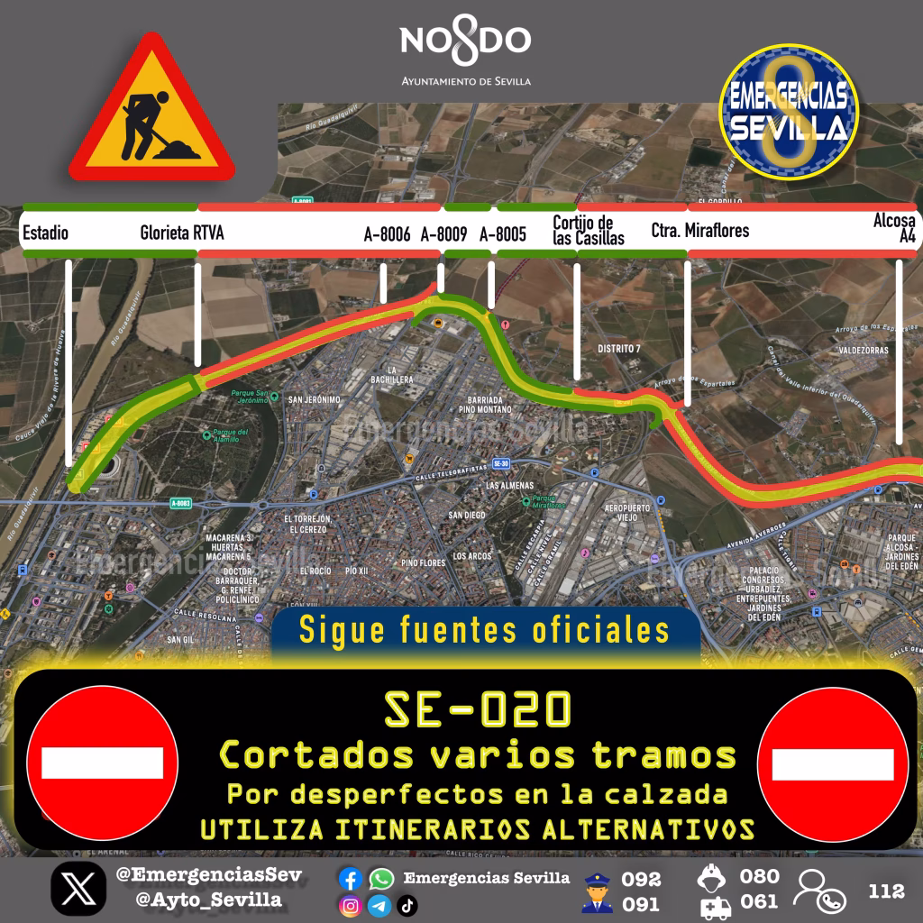El Ayuntamiento inicia obras de reasfaltado en la SE-20 tras los daños de las borrascas