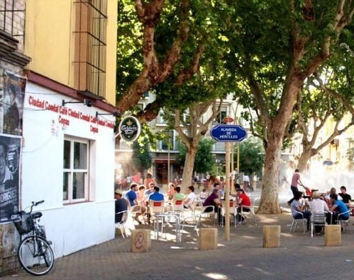 La Revuelta denuncia que el 43,6% de los veladores de la Alameda de Hércules carece de licencia